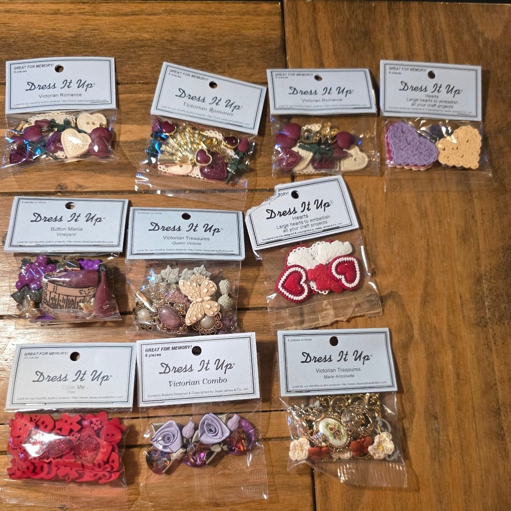 Dress It Up Buttons Victorian Romance Heart Treasures Lot 10 Packs
